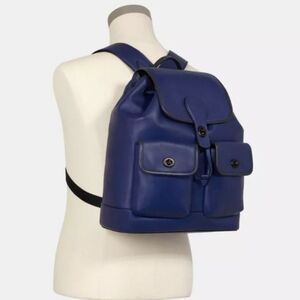 Coach Heritage C2902 Men's Leather Backpack Blue